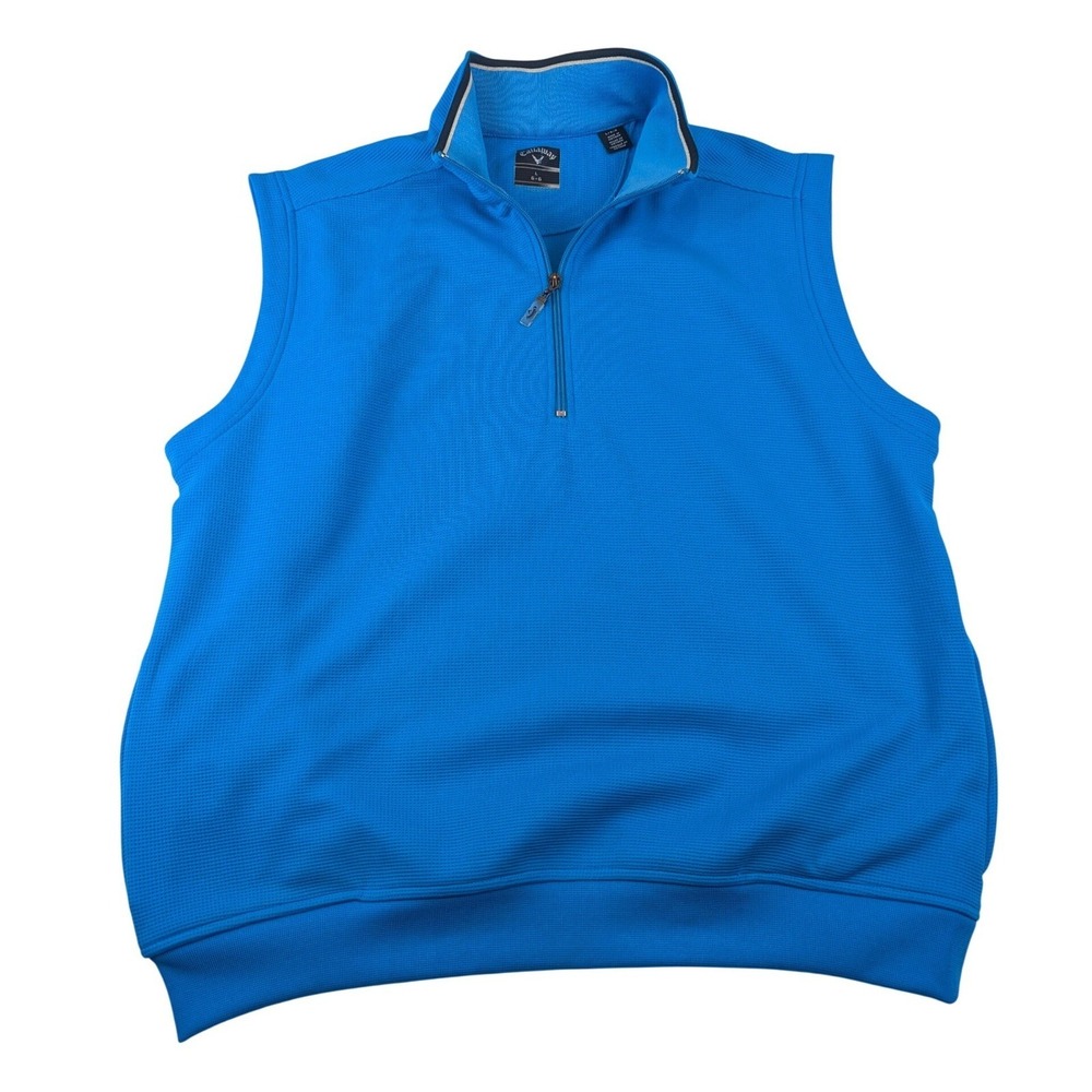 Callaway Mens Large Blue Waffle Knit Quarter Zip Golf Vest Large CG65413‎